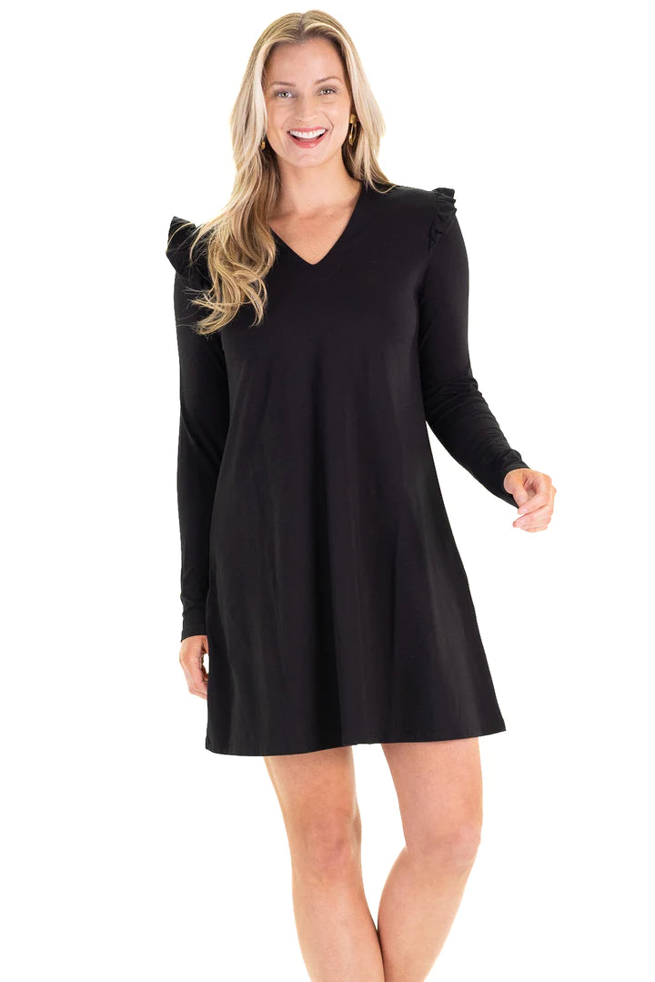 Duffield Lane Rebecca Ruffle Dress Black Chic unclassified dresses