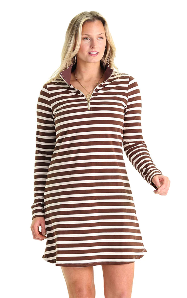 Duffield Lane Sawyer Dress Chocolate/Cream Stripe One-shoulder unclassified dresses