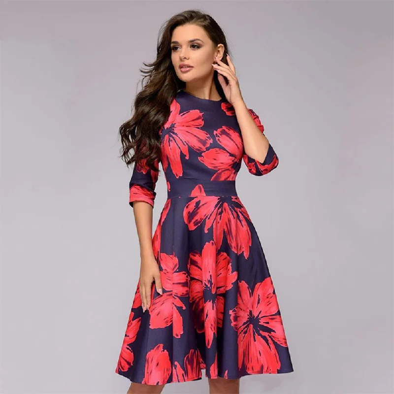 Elegant Women Round Neck Vintage Fall Dresses Stylish unclassified dresses