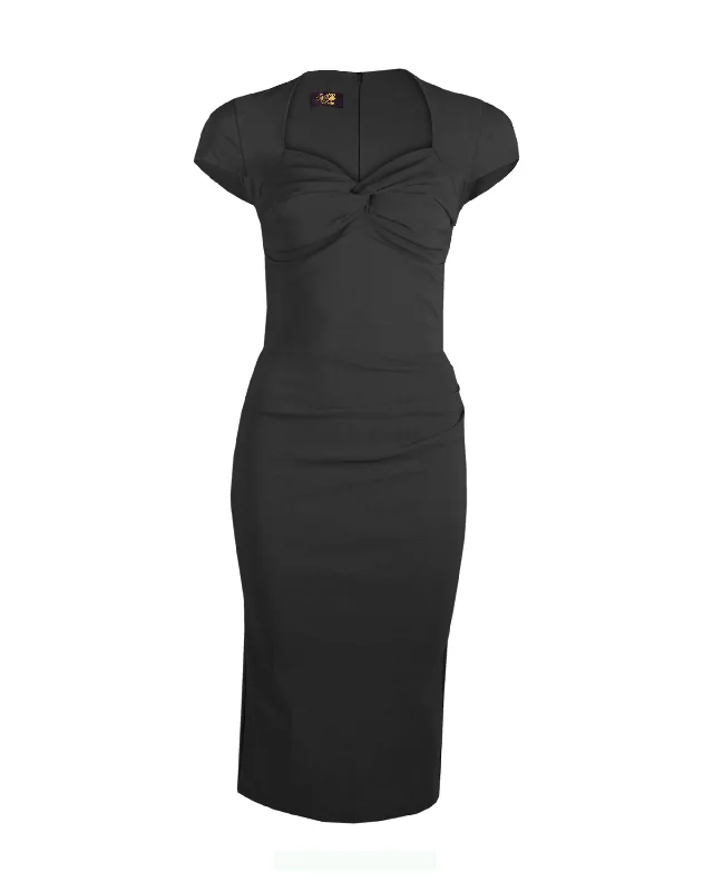 Foxy Lady 50s Wiggle Dress - Black Stretchy unclassified dresses