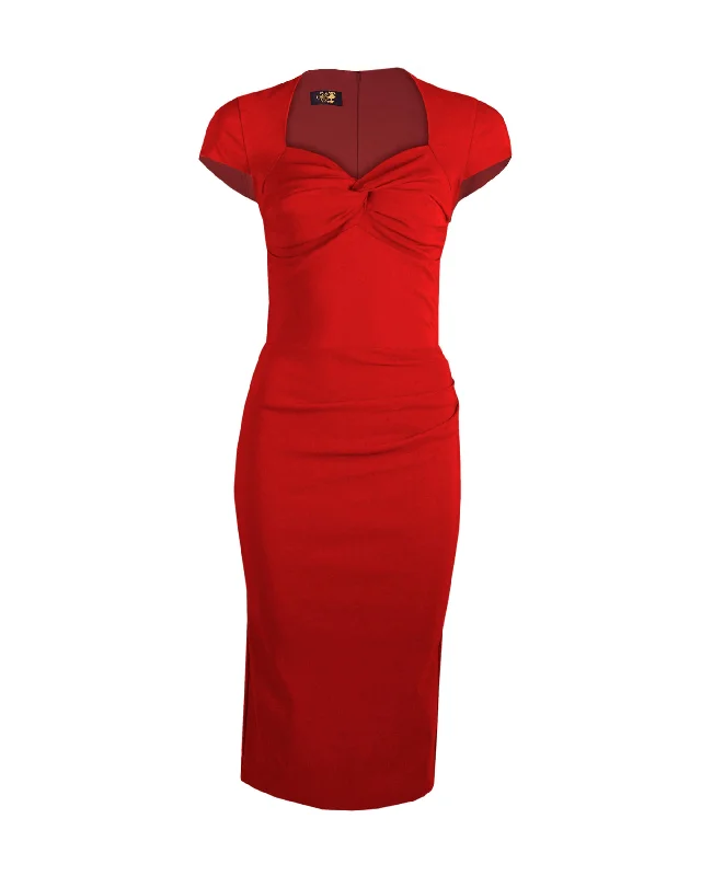 Foxy Lady 50s Wiggle Dress - Ferrari Red Wedding guest unclassified dresses