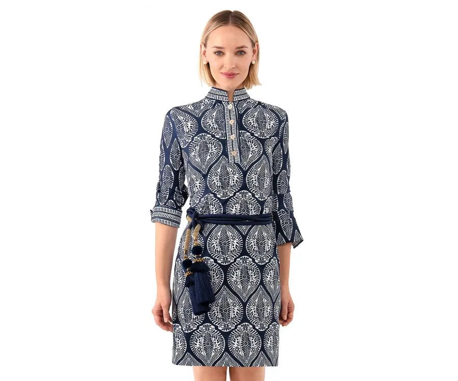 Gretchen Scott Jersey Mandarin Dress Indian Summer Navy Tulle unclassified dresses