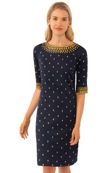 Gretchen Scott Rocket Girl Dress Navy/Gold Satin unclassified dresses