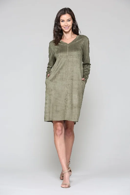 JOH Aurora V-Neck Dress No Pockets Olive Printed unclassified dresses