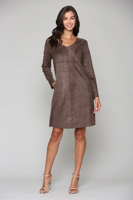 JOH Aurora V-Neck Dress No Pockets Umber Mesh unclassified dresses