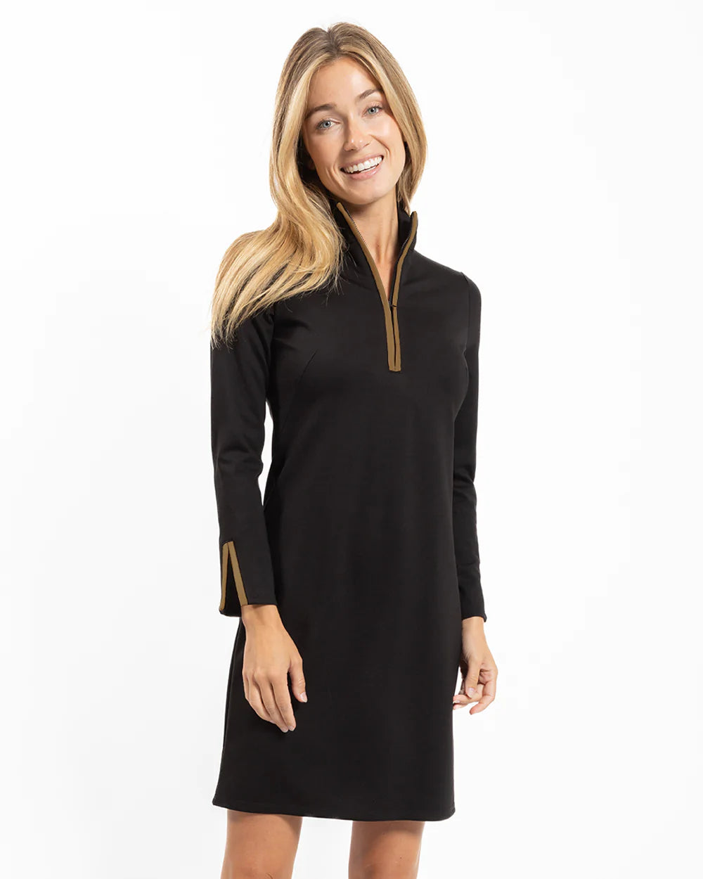 Jude Connally Anna Ponte Knit Dress Black/Saddle Long sleeve unclassified dresses