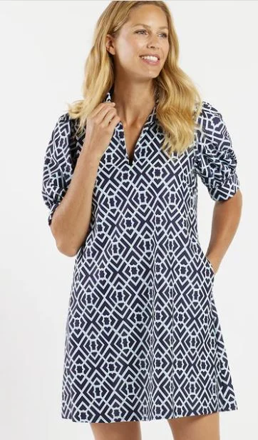 Jude Connally Emerson Dress Garden Lattice Navy Vacation unclassified dresses