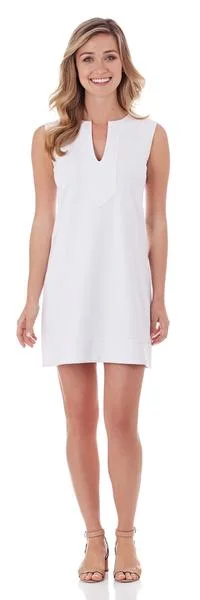 Jude Connally Teagan Ponte Shift Dress in White Metallic unclassified dresses