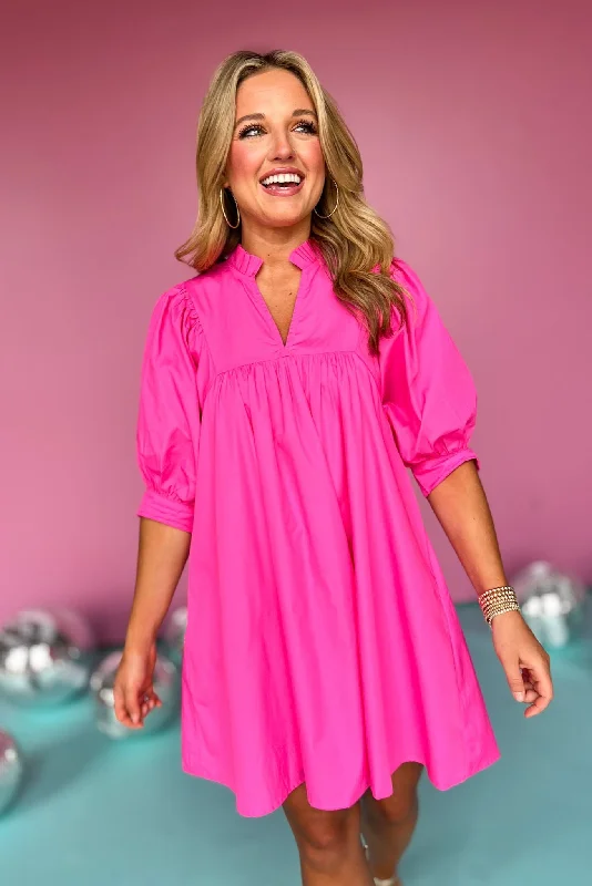 Pink Frill V Neck Half Sleeve Dress *FINAL SALE* Unique unclassified dresses