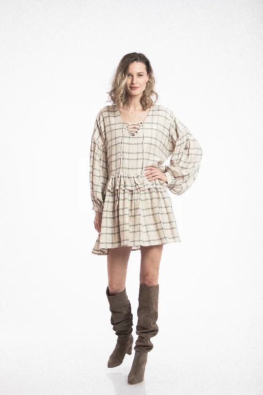 Plaid Beige Dress Floral unclassified dresses