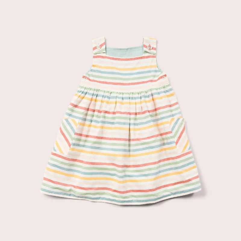 Rainbow Striped Reversible Pinny Dress Polka dot unclassified dresses