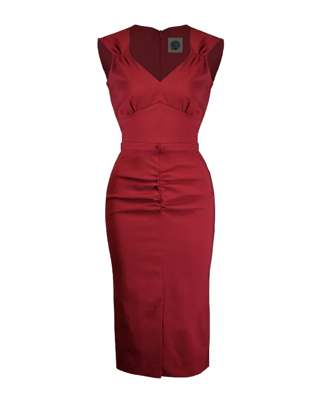 Rita Wiggle Dress in Wine Red Cotton unclassified dresses