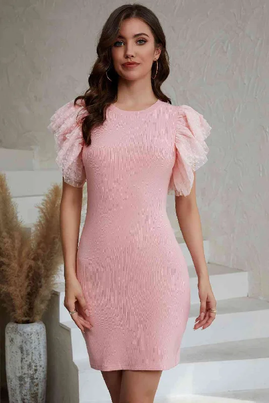 Round Neck Flutter Sleeve Dress Best-selling unclassified dresses