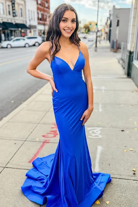 Royal Blue Mermaid Simple Prom Dress Casual unclassified dresses