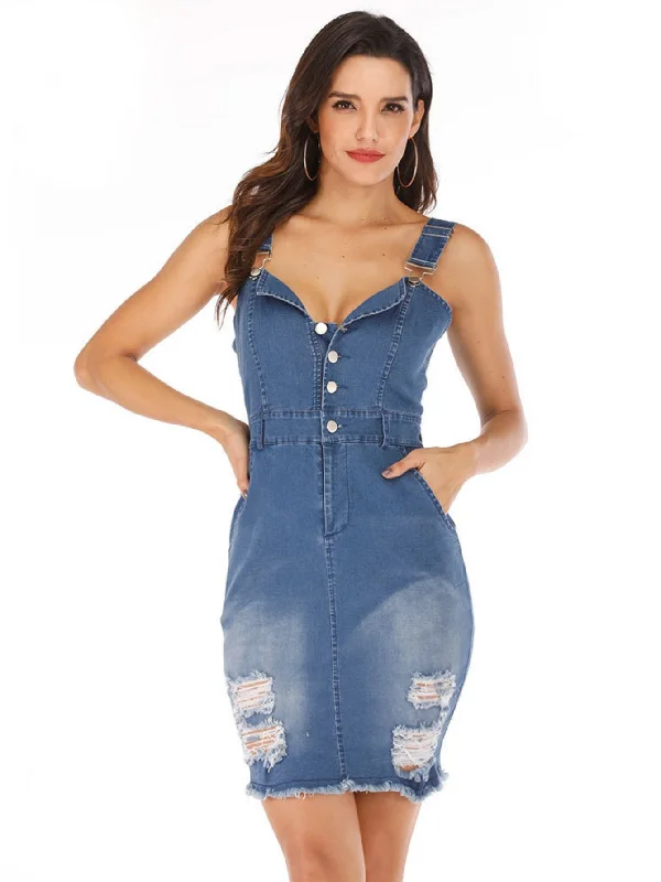 Sexy Denim Holes Dress Comfortable Denim Skirt