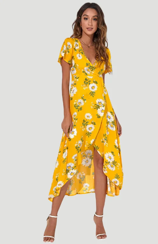 Sunflower Bohemian Yellow Dress - KUCAH Corset unclassified dresses