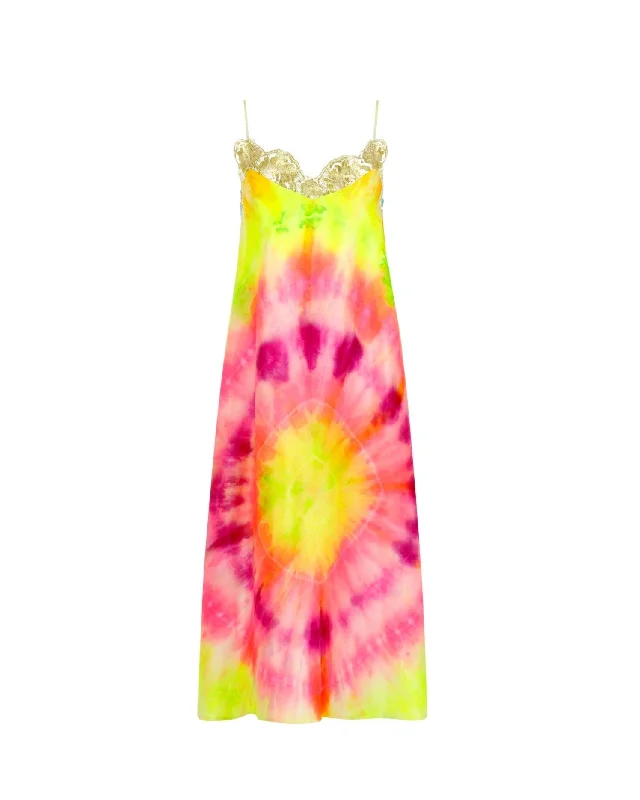 Technicolor Tie Dye Goddess Slip Dress Minimalist unclassified dresses