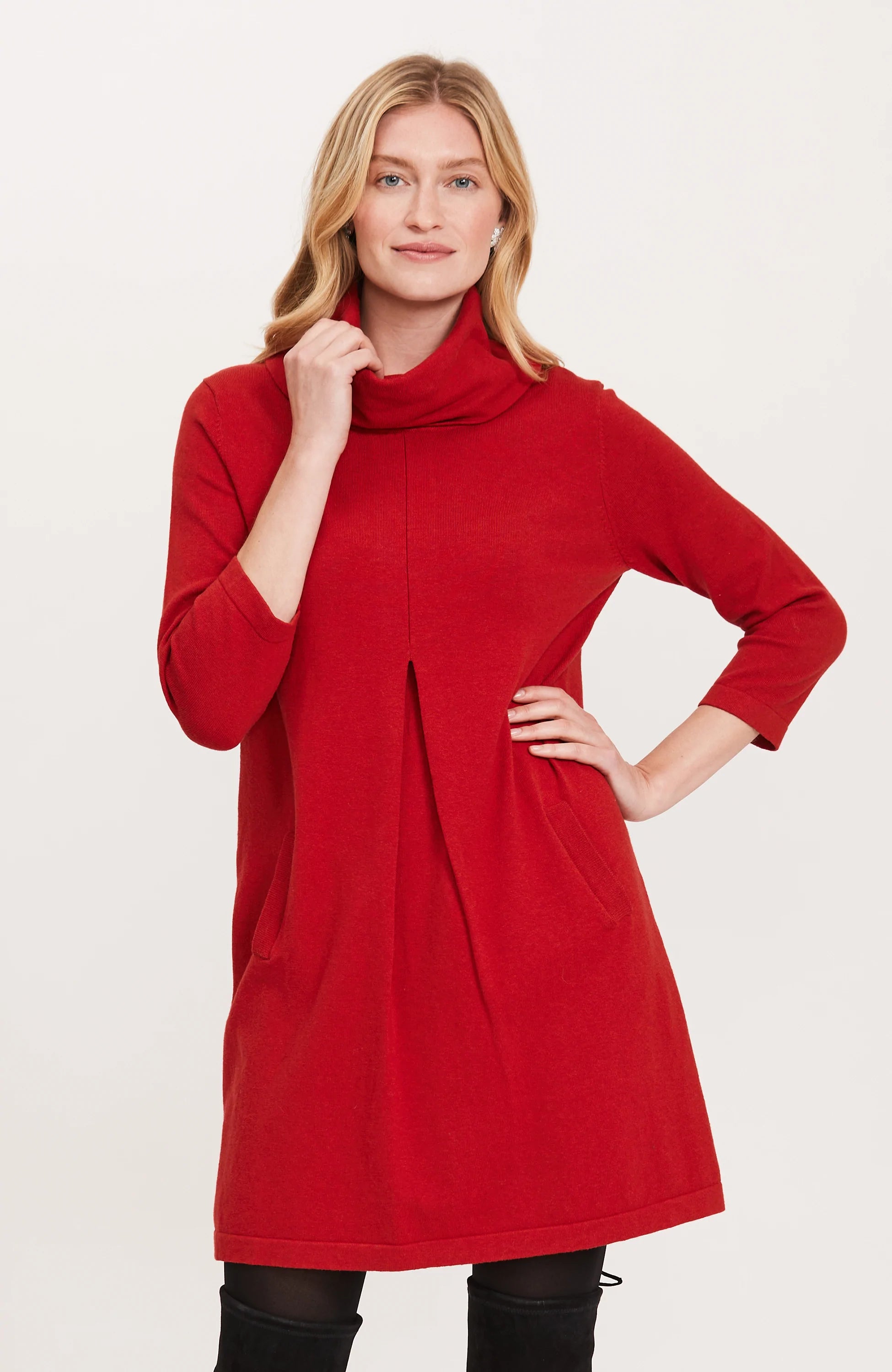 Tyler Boe Kim Cotton Cashmere Cowl Neck Dress Crimson Summer unclassified dresses