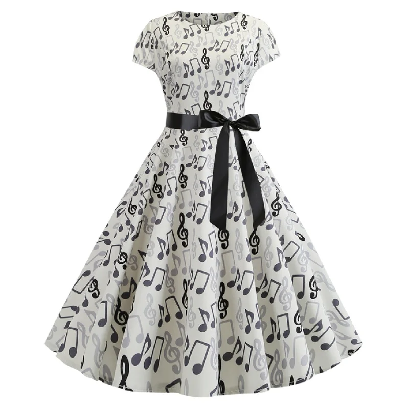 Vintage Music Note Dresses for Women Travel unclassified dresses