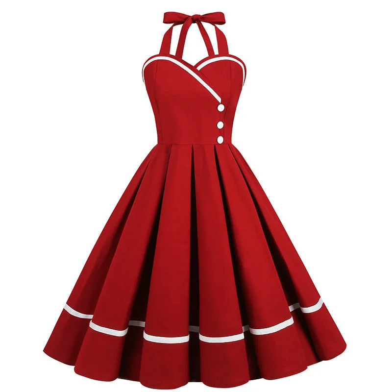 Vintage Sleeveless Halter Dresses Smocked unclassified dresses