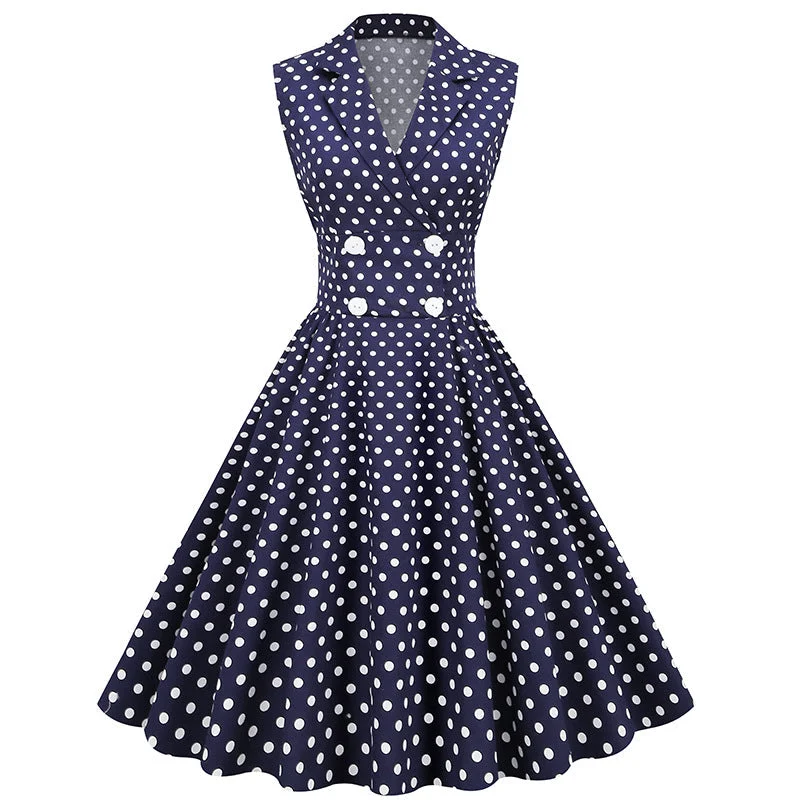 Vintage Sleeveless Polka Dot Dresses Bodycon unclassified dresses