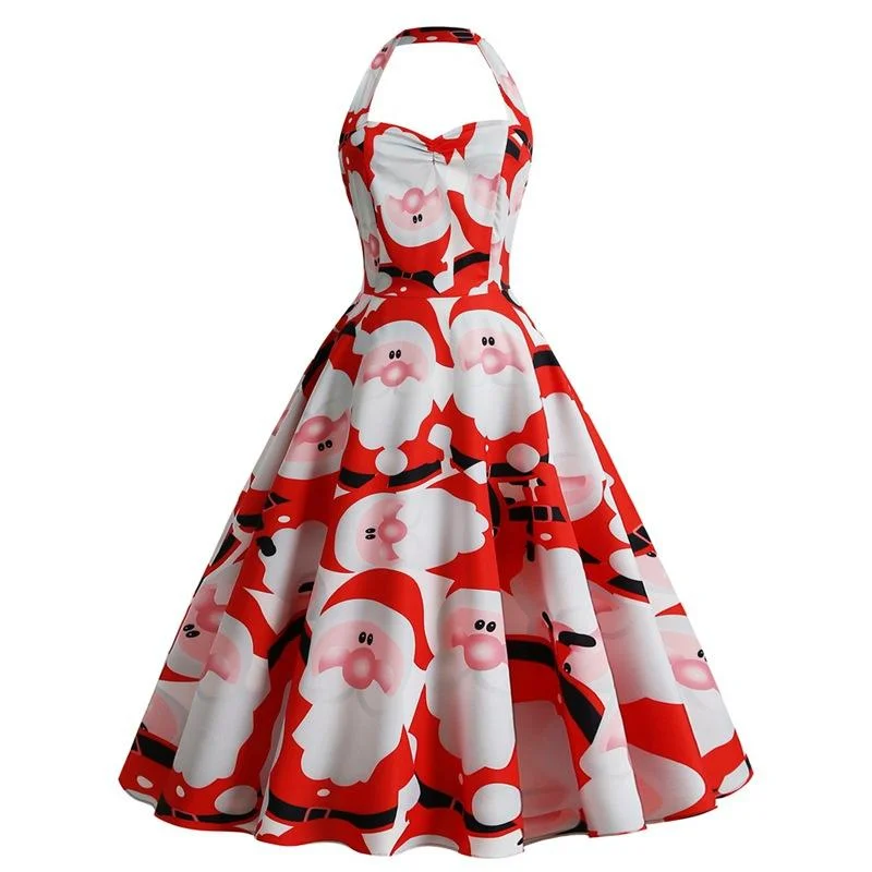 Women Halter Christmas Man Sleeveless Sexy Dresses Floral unclassified dresses