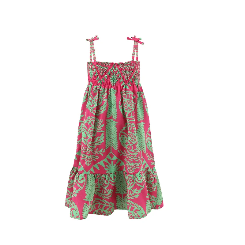 Pink/Green lris Kids Smock Dress Flowy unclassified dresses