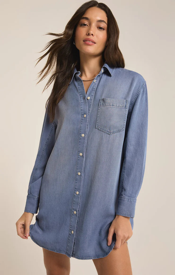 Z Supply Dover Chambray Dress Sun Bleached Indigo Fall unclassified dresses