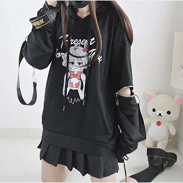 Dark zip stitching hooded sweater yv40552 Cozy Bodycon Sweater