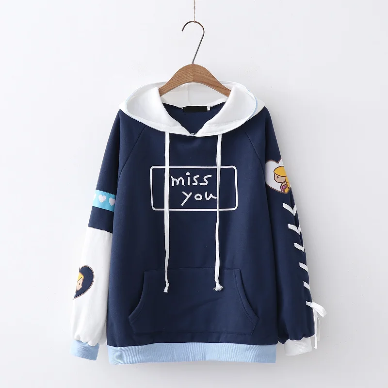 Japanese "miss you" hooded sweater yv40549 Sweater Dress Twist