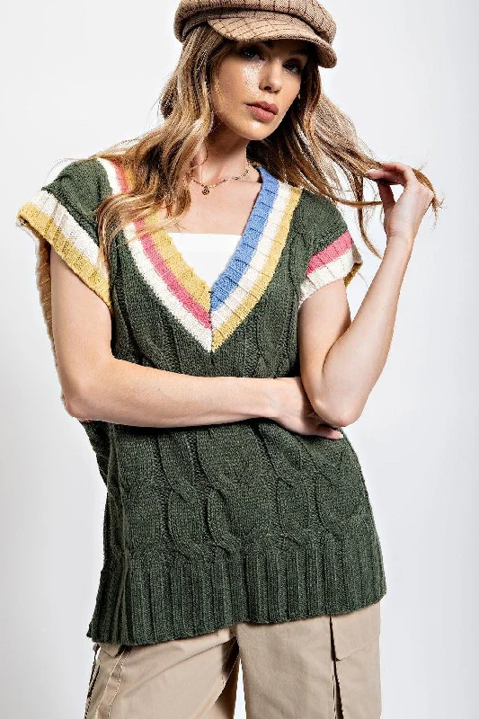 Multi Color Knitted Sweater Vest Bodycon Sweater Dress