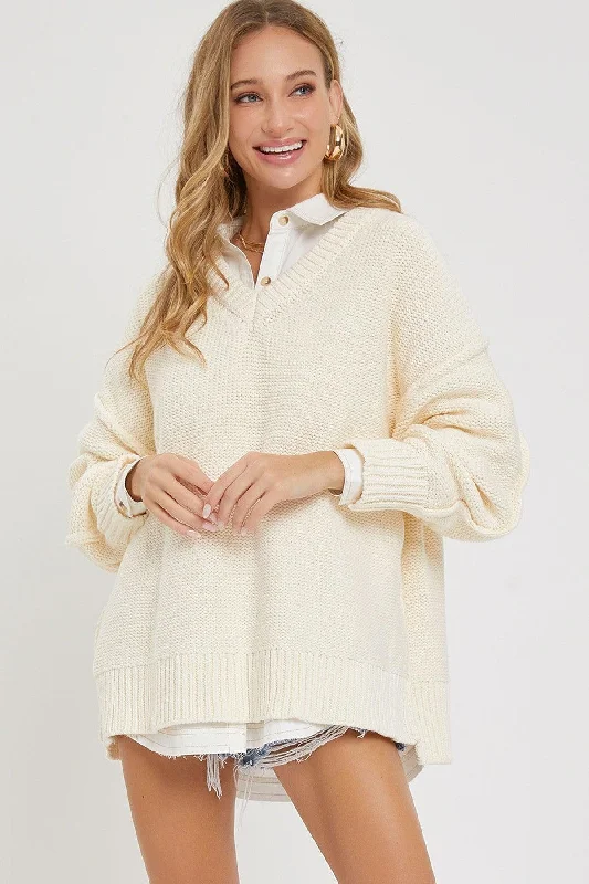 V Neck Oversized Sweater Soft Wool Sweater