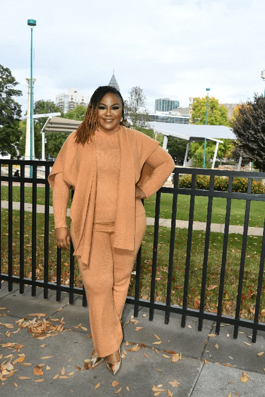 Ebony Knit Sweater set (Caramel) Long Sleeve Knit Dress