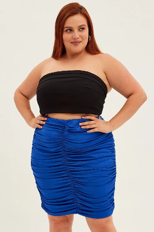 Blue Mini Skirt Ruched Mini Skirt Look