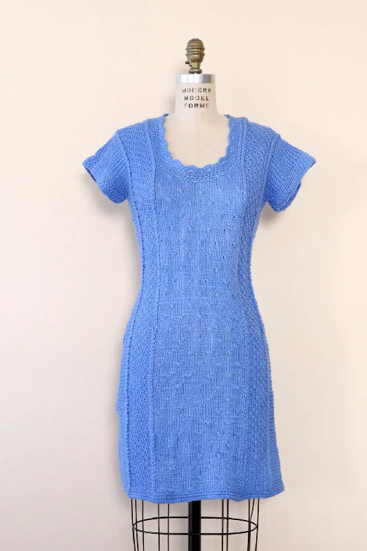 Cornflower Blue Sweater Dress M Elegant Sweater Dress