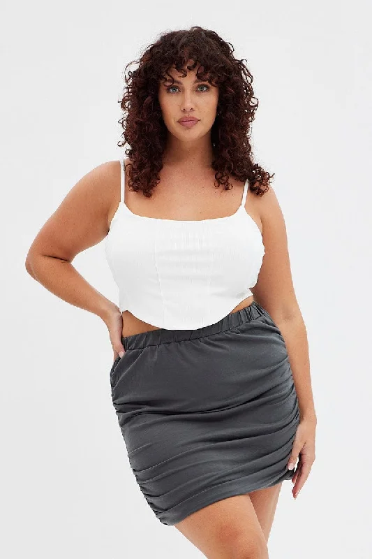 Grey Bodycon Skirt Mini Ruched Mini Skirt Outfit