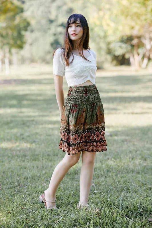 SHORT FLORAL MANDALA BOHO SKIRT Trendy Mini Skirt