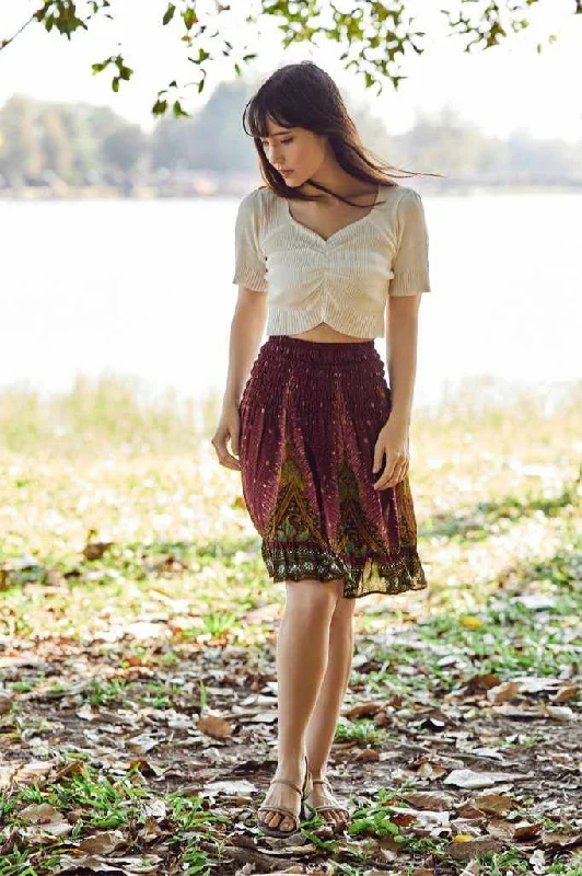 SHORT PEACOCK BOHO SKIRT A-line Mini Skirt