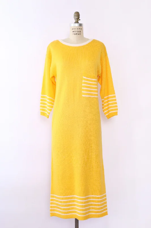 Sporty Sunshine Sweater Dress S/M V-neck Sweater Dress