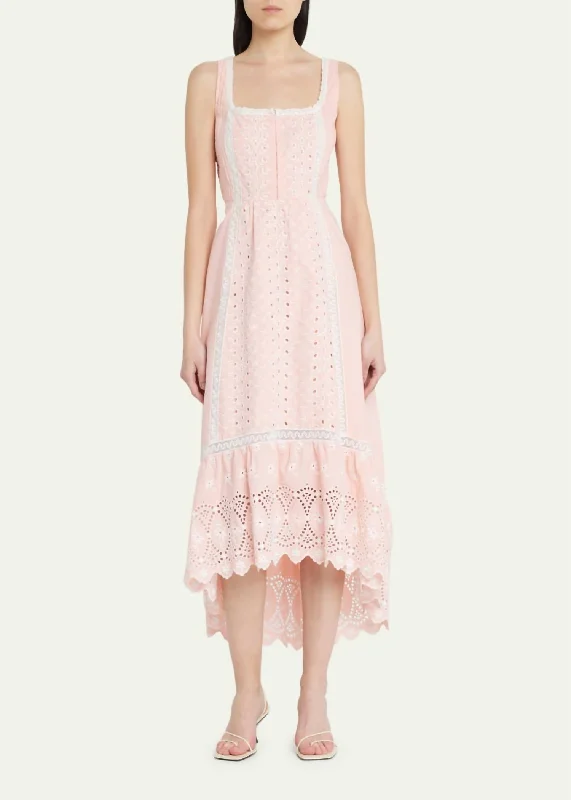 Alwyn Midi Dress in Bubble Bath Pink Midi Skirt Trendy