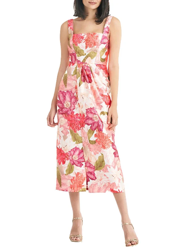 Frankie Womens Floral Calf Midi Dress Trendy Midi Skirt