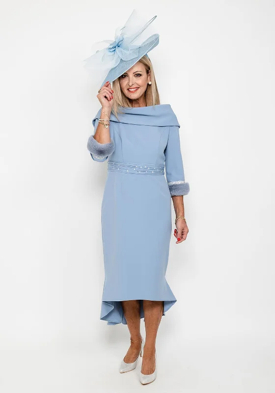 Gabriela Sanchez Detailed Fishtail Midi Dress, Dusty Blue Sporty Midi Skirt