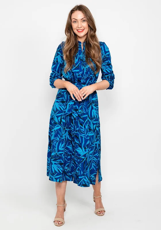 Kate & Pippa Capri Shirt Midi Dress, Blue & Royal Floral Midi Skirt