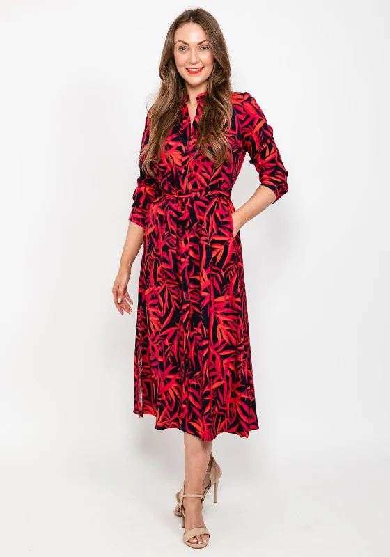 Kate & Pippa Capri Shirt Midi Dress, Black & Red Soft Midi Skirt