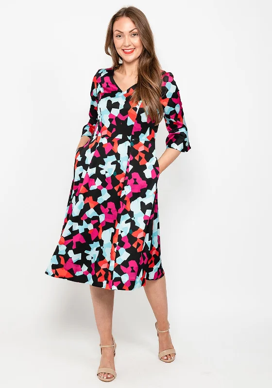 Kate Cooper Geo Print Midi Dress, Multi Floral A-line Skirt