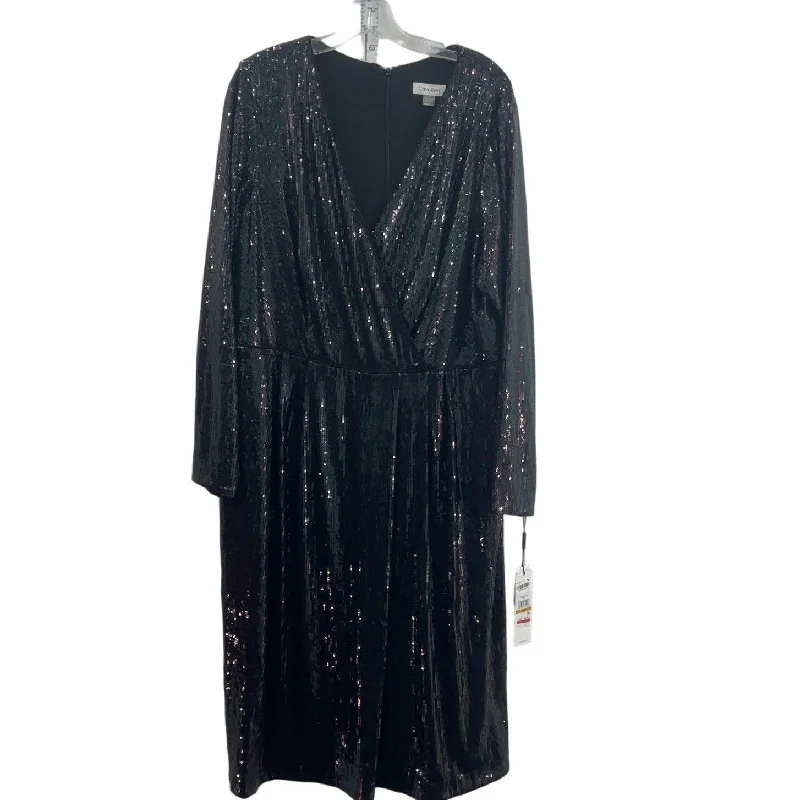 Calvin Klein Black Metallic Sequin Blouson Shift Dress Women's Size 16W NWT Sleek Sequin Dress