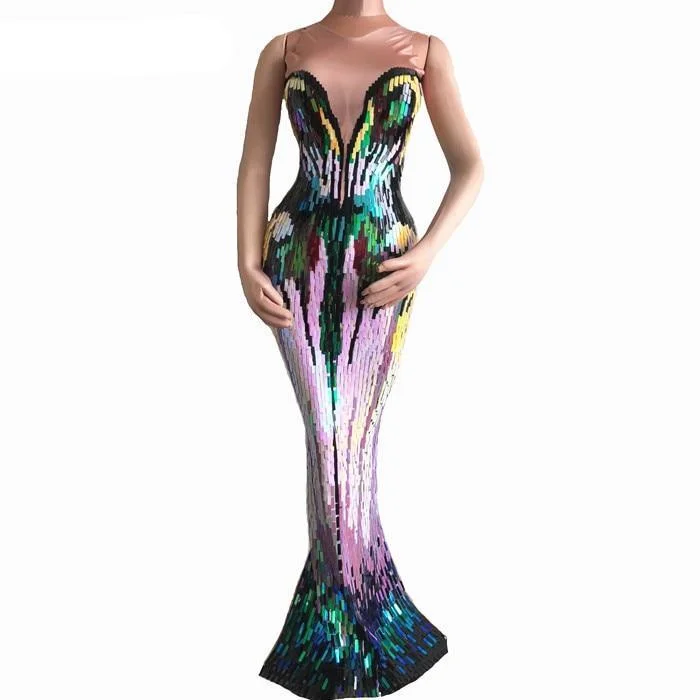 Colorful Sequin Luxurious Stretch Dress Colorful Sequin Dress