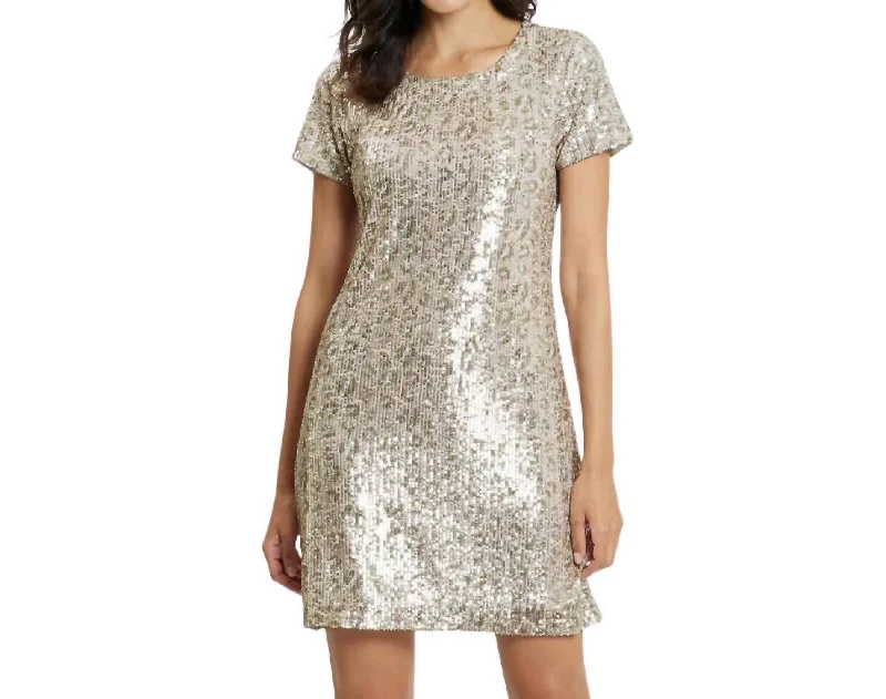 Ella Sequin Dress In Blush Ruffled Sequin Dress