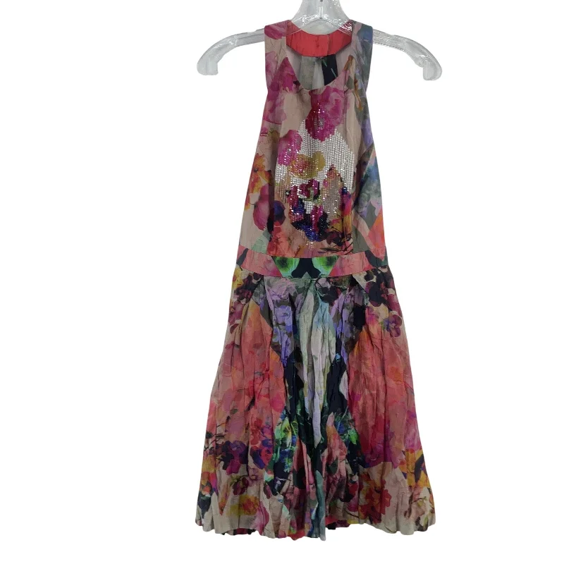 Nicole Miller VTG USA Multicolor Abstract Sequin Dress Cotton Blend Women Size 4 Pink Sequin Gown