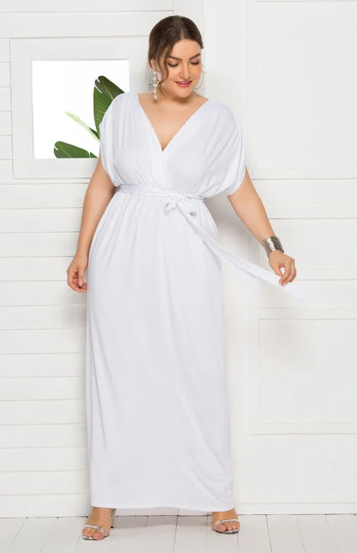 Plus Size Deep V tie knot Dress Elegant Plus Size Dress